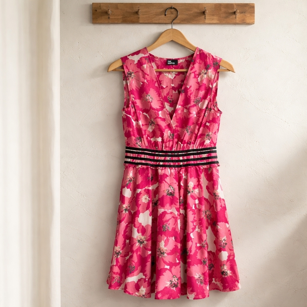 Pink Flower Printed Short Silk Dress from The Kooples